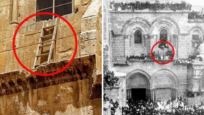 «Недвижимая лестница» на Храме Гроба Господня